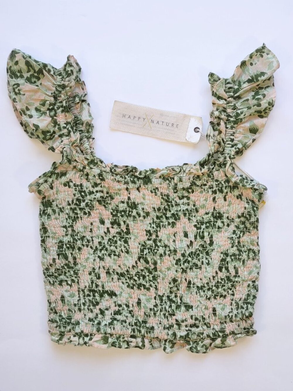 NWT Happy x Nature Floral Smocked Top Size X-Small Ruffles Boho Indie